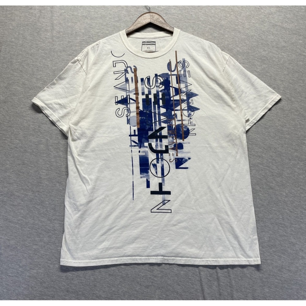 Sean John T Shirt Mens XL White Graphic Print Abstract Typography Cotton Casual
